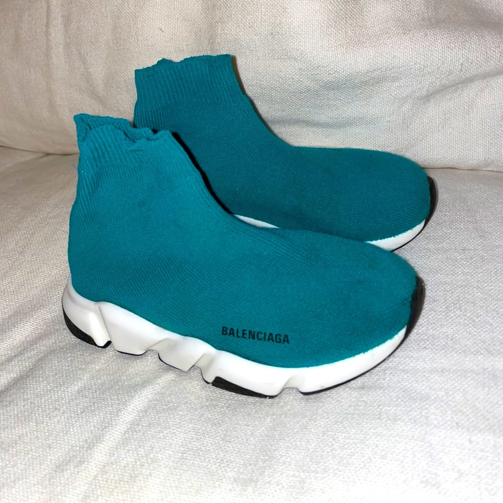 Balenciaga Kids Unisex Sock Shoes Teal